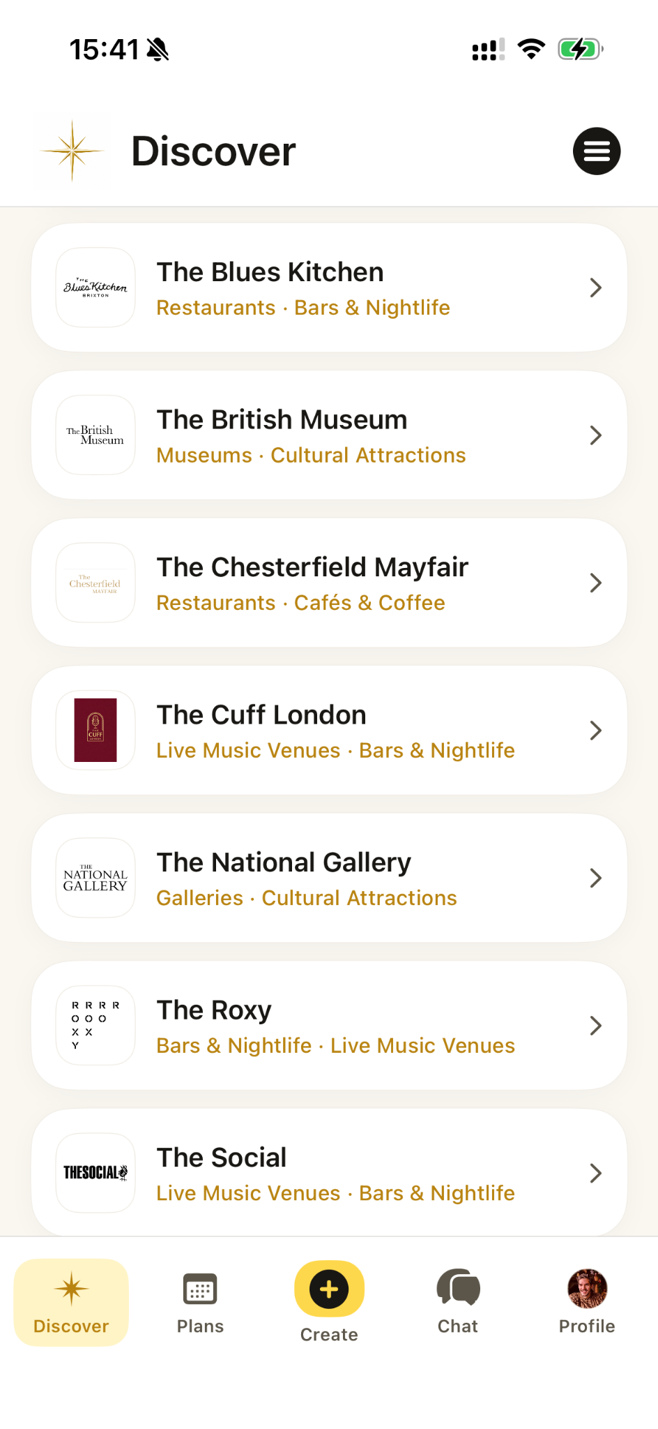 Vamio Discover Host listings screen