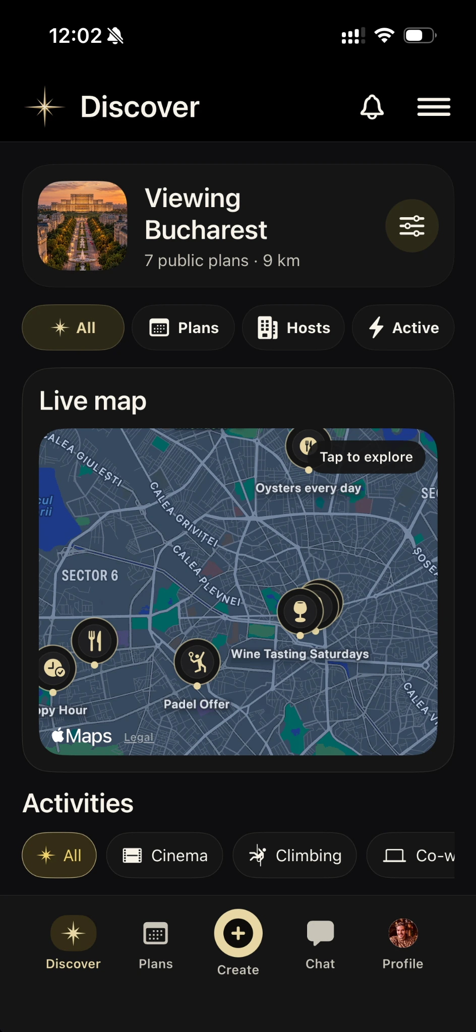 Vamio Travel Mode viewing Bucharest plans and map