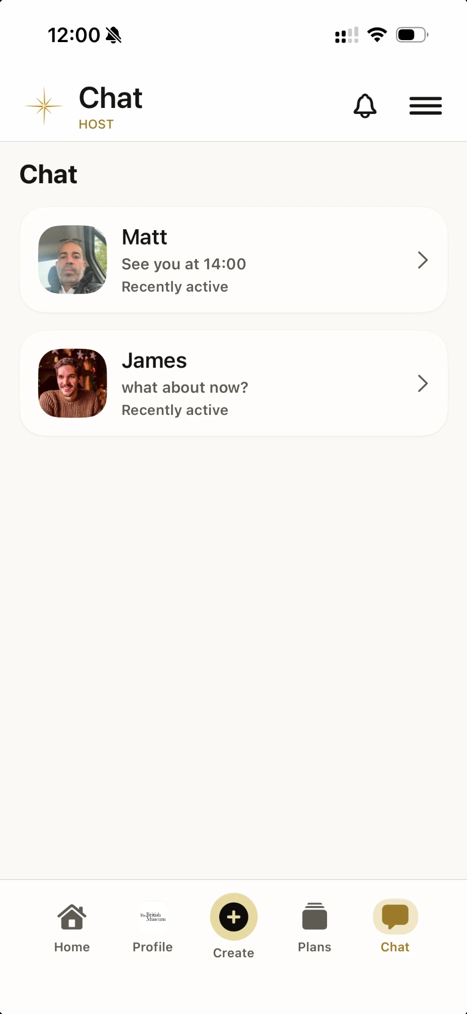 Vamio Host chat screen